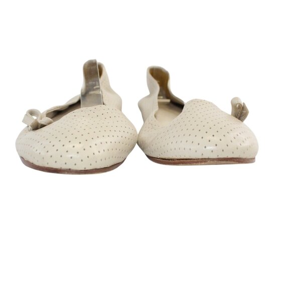 Kimel Design Studio Womens 8.5M Beige Leather Small Dot Pattern Bow Ballet Flats - Picture 6 of 10